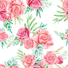 floral and leaves seamless pattern