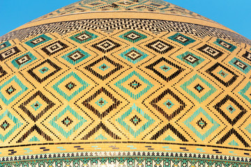 Colorfully ornamented dome in Yazd, Iran
