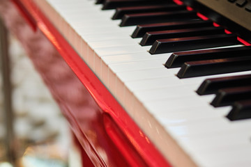 Musical instrument - piano. View from the side.