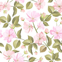 floral and leaves seamless pattern