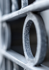 Abstract Circular Shot of Grey Metal Gate