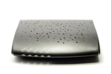 Old router isolated on white background