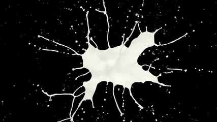 Cg animation of milk explosion on black. Slow motion. Has alpha matte - Powered by Adobe