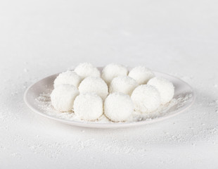 Cottage cheese balls with coconut topping and marmalade hearts for Valentine's day on February 14