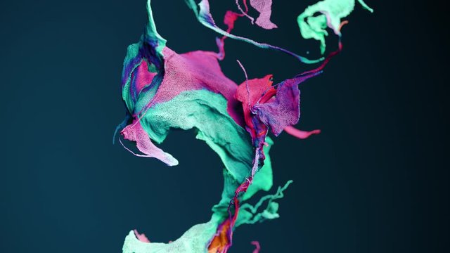 Abstract colorful particles fluid motion. Cg animation. Slow motion. Shallow depth of field.
