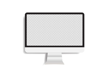 Realistic Computer Monitor Display with a blank screen on a white background