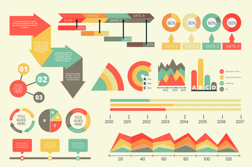 Flat infographic with retro colors.Vector