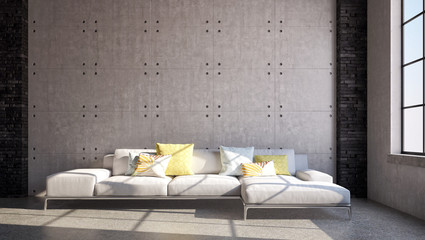 large luxury modern minimal bright interiors room mockup illustration 3D rendering