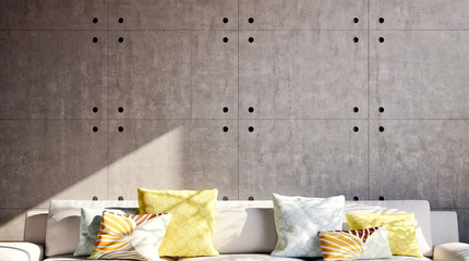 large luxury modern minimal bright interiors room mockup illustration 3D rendering