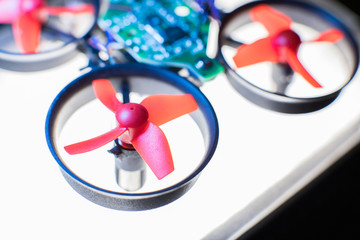 micro drone components displayed together