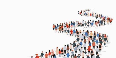 Crowd of buisness people standing in a line. People crowd. © hobbitfoot
