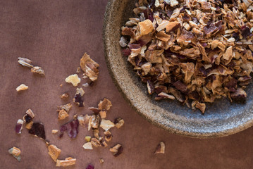 Dried Diced Shallots in a Bowl