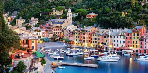 Fotobehang Liguria Panorama van de stad Portofino, Ligurië, Italy