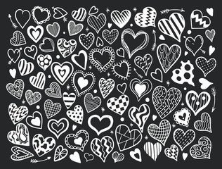 Fototapeta premium Heart hand drawn set.Holiday Valentine's Day.Doodle style.