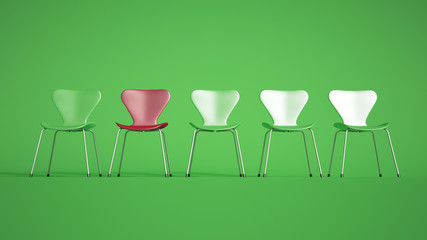 Chairs green and red