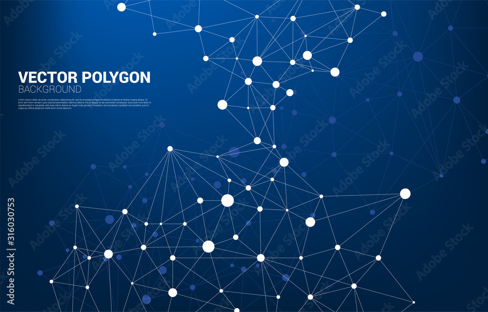 Aufkleber Network Connecting dot polygon background. Concept of Network Business, technology, Data and chemical. Dot connect line abstract background represent futuristic network and data transformation