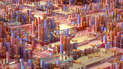Fototapeta premium Tech futuristic geometric background. 3d illustration, 3d rendering.