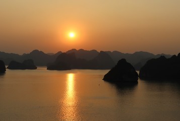 sunset at Ha Long Bay