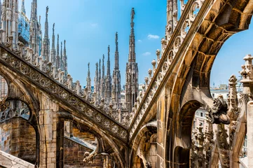 Foto op Canvas Het sierlijke dak van de Duomo in Milaan, Italië © Alan Smithers
