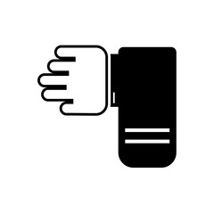 Hand carrying towel icon vector.