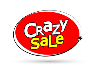 Crazy Sale tag design template, discount banner, vector illustration