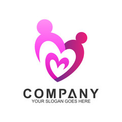 love family logo, healthy people, adoption symbol, foundation and community care icon, parents and children vector, helping logo