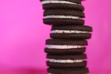 oreo cookies on pink background