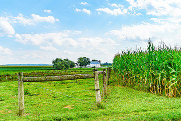 Amish country farm barn field agriculture in Lancaster, PA US