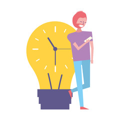 businessman mobile clock