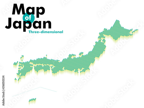 Fototapete ドットとグラデーションの立体的な日本地図のイラスト 緑系 ビジネスグラフィック素材 Globeds Fototapete ドットとグラデーションの立体的な日本地図のイラスト 緑系 ビジネスグラフィック素材 Globeds