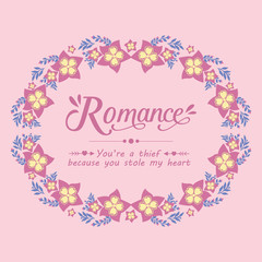 Antique shape of leaf and floral frame, for cute romance greeting card decor. Vector