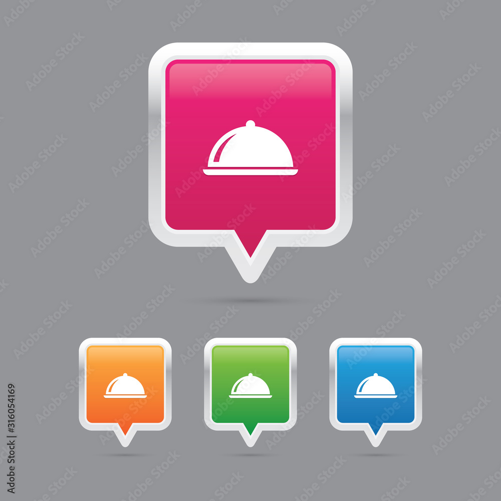 Poster modern food tray pin marker icons