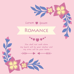 Romantic design of beautiful leaf and floral frame, for romance invitation card design. Vector