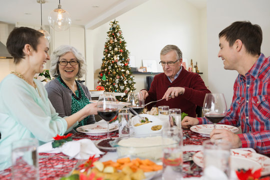 Family enjoying Christmas meal together