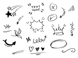 hand drawn set of doodle design element.  use for concept design. vector illustration