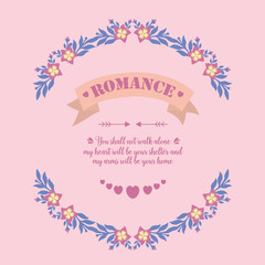 Seamless decoration of leaf and flower frame, for romance invitation card design. Vector