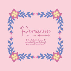 Beautiful Ornament leaf and floral frame, for unique romance greeting card design. Vector