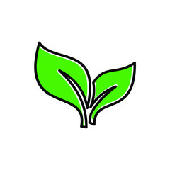 Leaves icon vector set isolated on white background. Various shapes of green trees and plants. Elements for eco and bio logos.