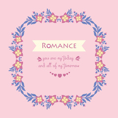 Fototapeta na wymiar Romance Invitation card, with elegant pattern of leaf and pink wreath. Vector