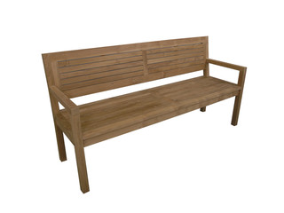 Modern Stylish Bench for Home Interior and Garden Outdoor Furniture made from Teak Wood in Isolated Background