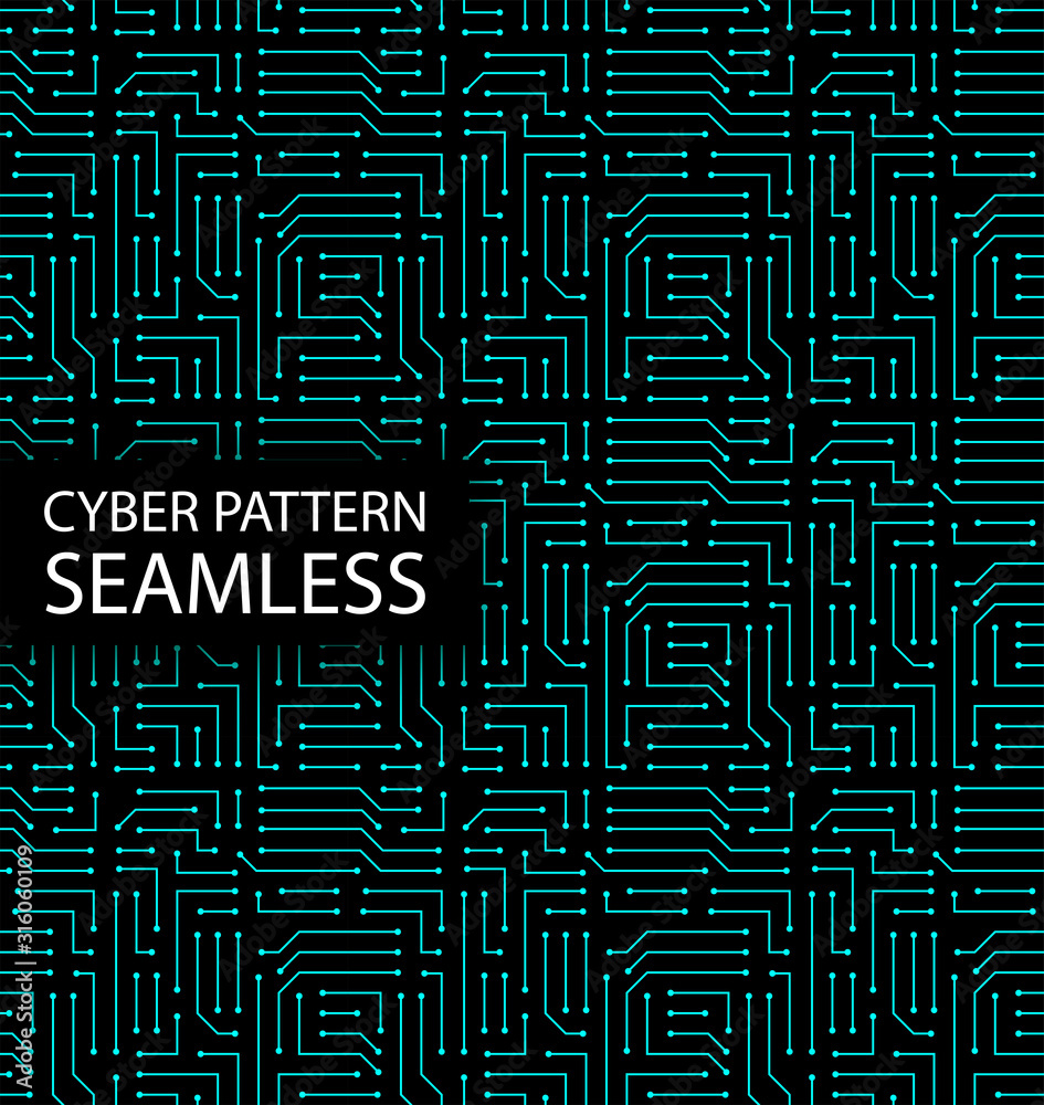 Leinwandbilder Seamless cyber pattern. Circuit board texture. Digital high tech style vector background