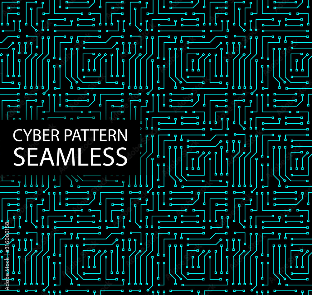 Leinwandbilder Seamless cyber pattern. Circuit board texture. Digital high tech style vector background
