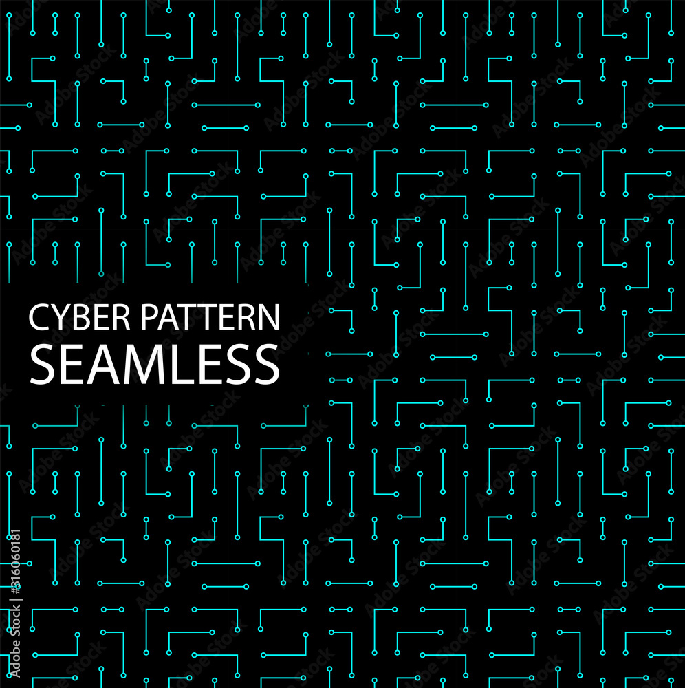 Leinwandbilder Seamless cyber pattern. Circuit board texture. Digital high tech style vector background