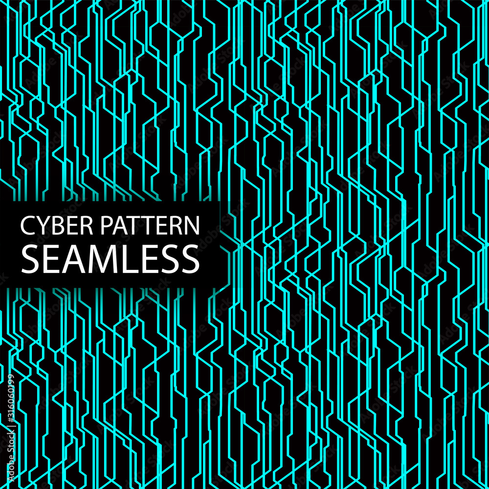 Leinwandbilder Seamless cyber pattern. Circuit board texture. Digital high tech style vector background