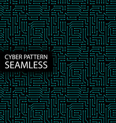 Seamless cyber pattern. Circuit board texture. Digital high tech style vector background