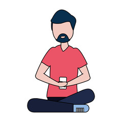 man with smartphone avatar character