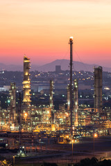 Industrial view at oil refinery plant form industry zone.