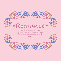 Frame Decorative with beautiful leaves and flower for romance greeting card template design. Vector