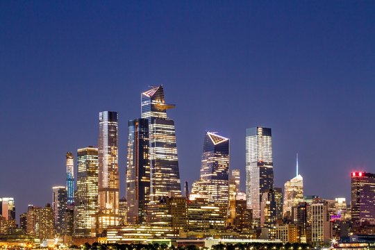 Beautiful skyline of New York city downtown at night, USA