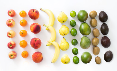 Colorful fruit assortment on Isolated White Background